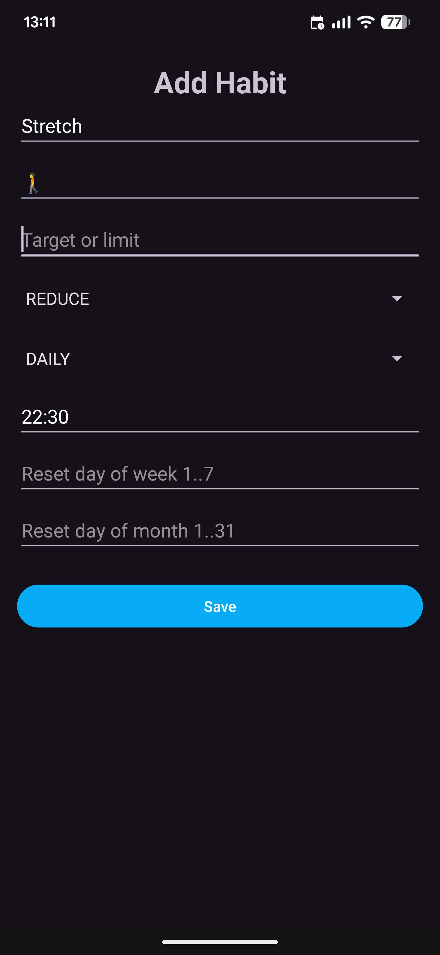 Add habit form screen